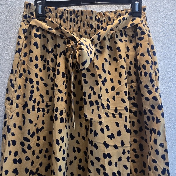 Hey Moments Womens Leopard Print Pants Large Tan Black Wide Leg Elastic Waist... - Picture 2 of 14